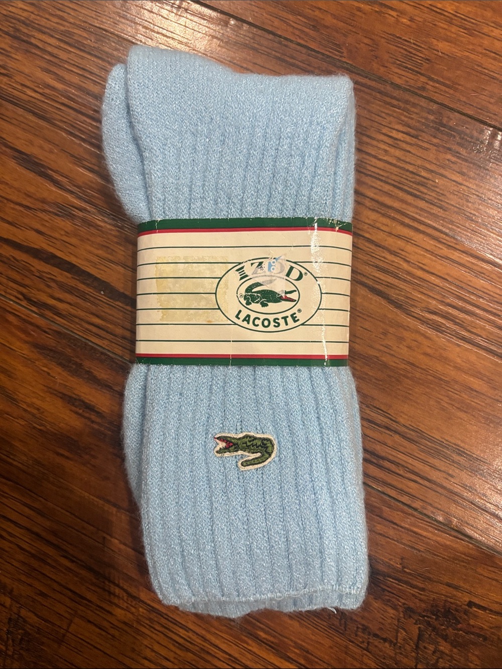 Lacoste Light Blue Ribbed Crew Socks *Vintage*